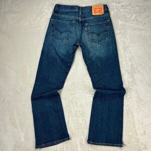 Levi's 527 Jeans Slim Boot Cut Dark Wash‎ Denim Y2K Frayed Hem Size 29x30